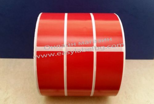 Водоустойчиви самозалепващи напечатани червени PVC етикети / стикери, 30mm x 62mm, 500бр. (Печат по ваше задание - с поръчка!) 