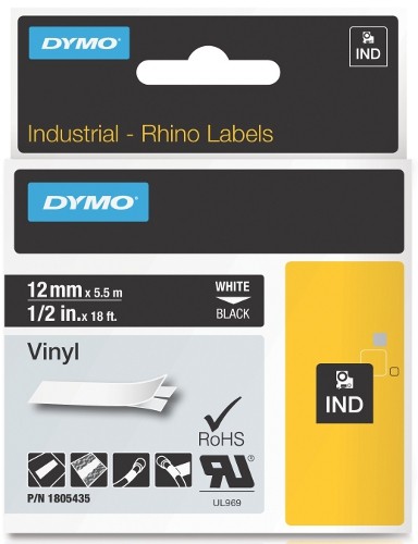 Dymo RhinoPRO 18444 -12mm X 5,5m Бял Винил
