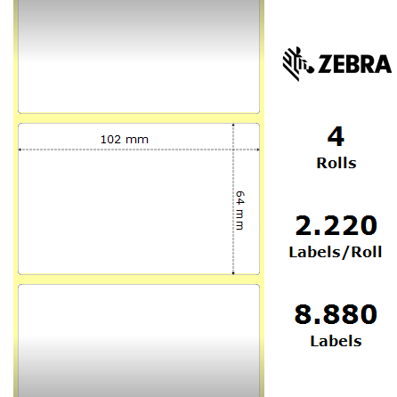 880350-063 Zebra Z-Ultimate 3000T White 102mm x 64mm Polyester Label