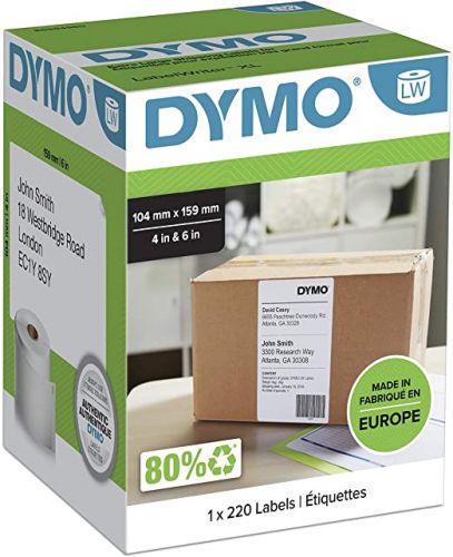 Етикети Dymo Authentic S0904980, 104mm x 159mm, бели
