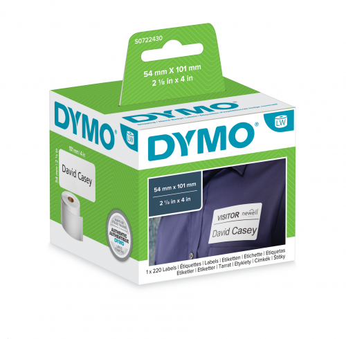 Етикети Dymo Authentic 99014, 54mm x 101mm, бели