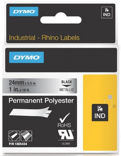 Dymo 1805434 Rhino - Траен полиестер 24mm x 5,5m, сребро(металик) 