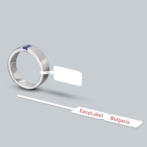 Jewellery self adhesive labels, white PolyPropylene (PP), 72mm x 10mm, 500