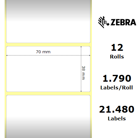 Оригинални Етикети Zebra 880013-038D, 70mm x 38mm, 21 480 бр.