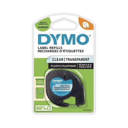 Dymo 12267 Black On Clear LetraTAG Tape