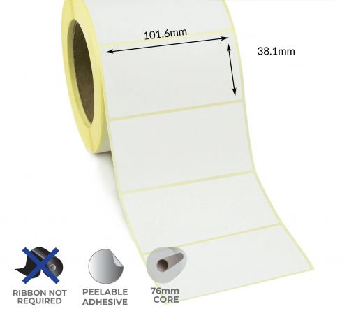 102mm x 38mm, Zebra 3002908 и Zebra 800740-155, Термодиректни етикети,Thermal Eco, 4 225 бр., Ø76mm