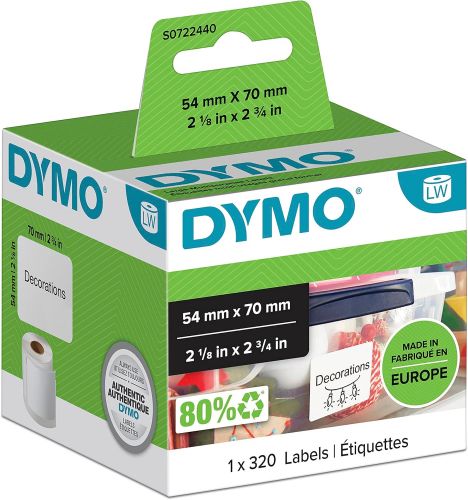 Етикети Dymo Authentic 99015, 54mm x 70mm, бели