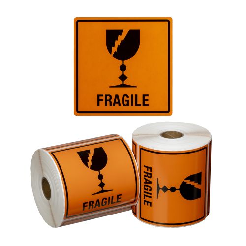 Orange thermal transfer labels, paper, 100mm x 150mm, 500