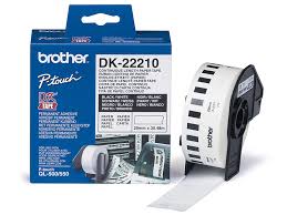 Консуматив Brother DK-22210 Roll White Continuous Length Paper Tape 29mm X 30.48m (Black on White)
