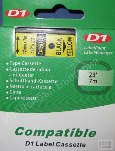 Compatible Dymo D1 45018 Tape, 12mm x 7m, Black on Yellow  