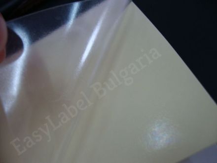 Прозрачен самозалепващ се стикер от PVC фолио, 30mm х 20mm /1/ 3 500бр., Ø76mm