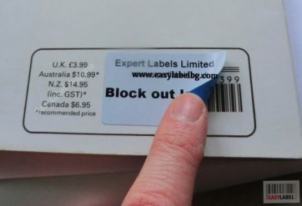 Eтикети за корекция - Самозалепващи етикети на ролка, бели с тъмен гръб, 68mm x 38mm /1/ 1 500, Ø40mm 