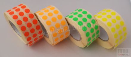 Цветни кръгли стикери за ОТК контрол - самозалепващи етикети на ролка, диаметър 10mm, 25 000 бр.