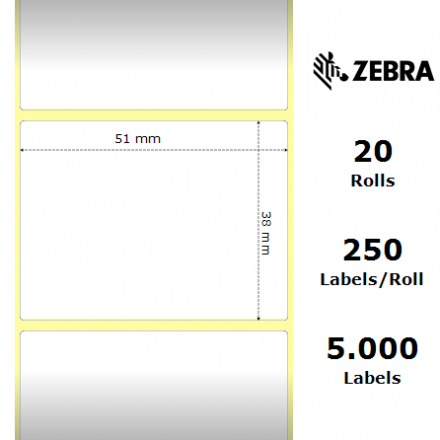 Оригинални Етикети Zebra 3003060 Z-Select 2000D, 50.8mm x 38.1mm, шпула 19mm