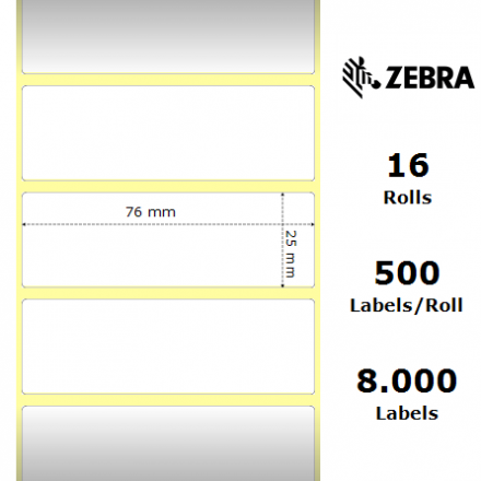 Етикети Zebra 3003355 PolyPro 4000D, label roll, synthetic, 76.2mm x 25.4mm, шпула 19mm