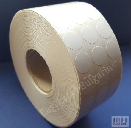 КРЪГЛИ бели самозалепващи PVC етикети с лесно отстраняемо лепило, Ø15mm 