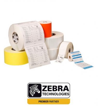 Комплект - 1 900бр. Етикети Zebra 800294-605, логистични етикети с перфорация + 4бр. Термотрансферна лента Zebra 3200 Wax/Resin 03200GS1107