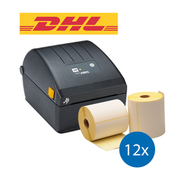 Стартов пакет DHL - Принтер Zebra ZD220D + 12 ролки етикети 100m x 150mm,  3 600