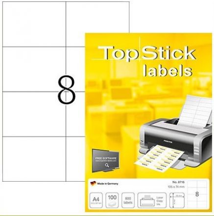 Самозалепващи етикети TopStick 8716, 105mm x 74mm