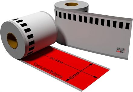 Червена непрекъсната хартиена лента Brother DK-22205, 62mm x 30.48m