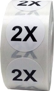 Етикети за РЪСТОВИ МАРКИ 2X, бели с черен надпис, Ø25mm, 500бр.