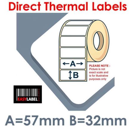 Zebra Z-Select 2000D Premium thermal термо етикети, 57mm x 32mm, 1 000 бр., Ø25mm