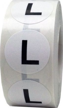 Етикети за РЪСТОВИ МАРКИ L, бели с черен надпис, Ø35mm, 400бр.