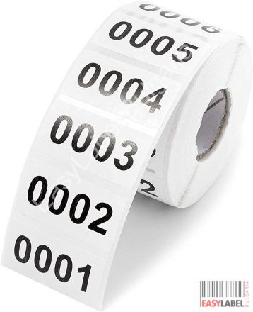 Стикери/етикети с последователни номера 28mm x 16mm, 1 000 бр., бели