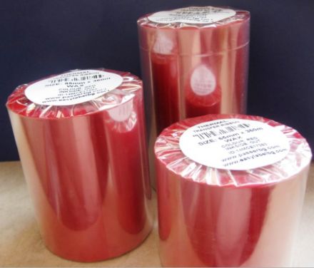 Термотрансферна лента, восъчна - WAX, 40mm X 360m, шпула ф(1")25,4mm, OUT, червена