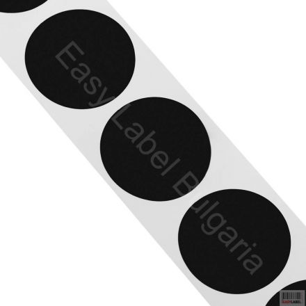 Черни кръгли самозалепващи се етикети на ролка,  Ø19mm
