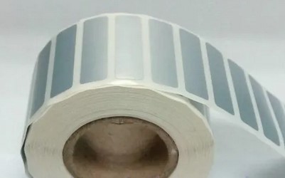Сребърни самозалепващи етикети, полиестер (PET), 30mm x 10mm, 1 000, Ø40mm