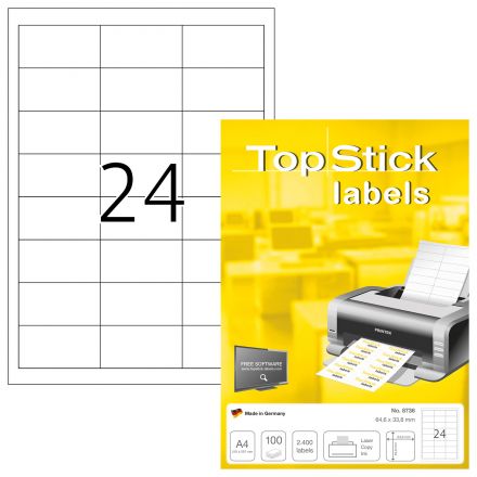 Самозалепващи етикети TopStick 8698, прави ъгли, 52.5mm x 29.7mm
