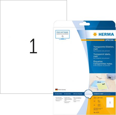 Презалепващи Етикети Herma 10020 Removable, 199.6mm x 143.5mm, 25листа, 50 бр.