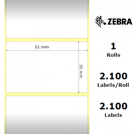 Самозалепващи етикети от полиестер (PET), 51mm x 32mm - 880247-031D Zebra Z-Ultimate 3000T White 51mm x 32mm Polyester Label