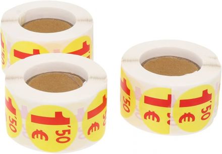 Self-Adhesive Label Roll, Fluorescent  colour: yellow, Round Ø25mm, 500