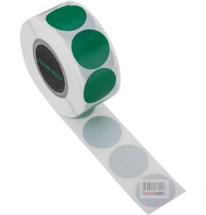 Зелени кръгли самозалепващи се етикети на ролка,  Ø19mm
