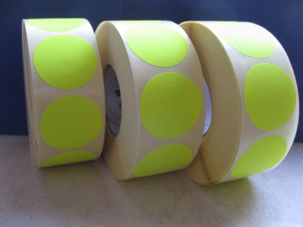 SELF-ADHESIVE LABEL ROLL, radiant colour: yellow, Ø25mm