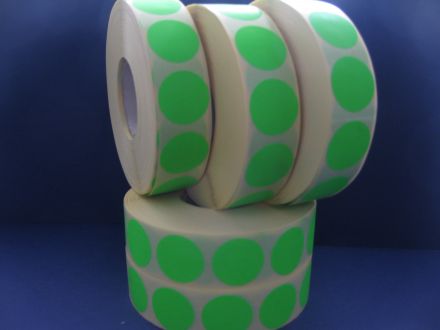 Green Round Self Adhesive Labels, Ø25mm, 2 000