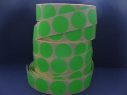 Green Round Self Adhesive Labels, Ø25mm, 2 000
