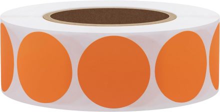 Оранжеви самозалепващи кръгли етикети на ролка, сигнален цвят, Ø19mm, 2 000 бр.