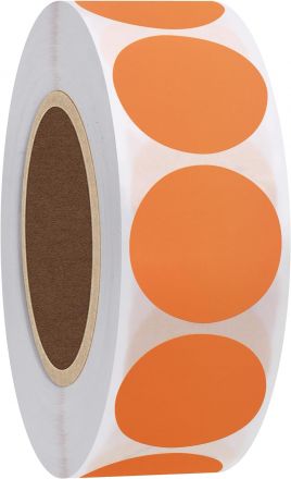 Оранжеви самозалепващи кръгли етикети на ролка, сигнален цвят, Ø19mm, 2 000 бр.