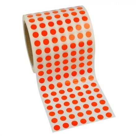 PVC оранжеви самозалепващи кръгли етикети на ролка Ø10mm, 10 000 бр.