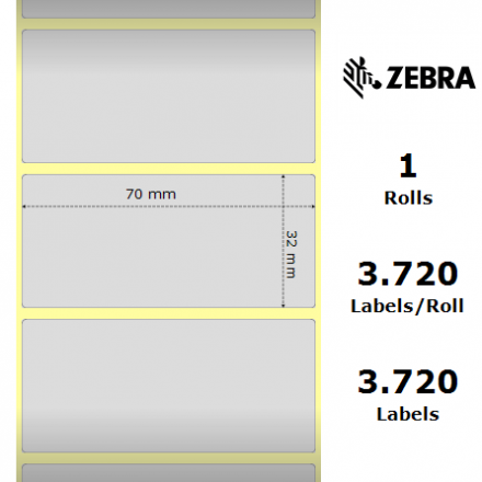 3006628 Zebra Z-Ultimate 3000T Silver 70mm x 32mm Polyester Label-сив полиестер-оригинален продукт