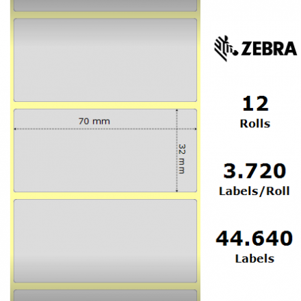 3006628 Zebra Z-Ultimate 3000T Silver 70mm x 32mm Polyester Label-сив полиестер-оригинален продукт