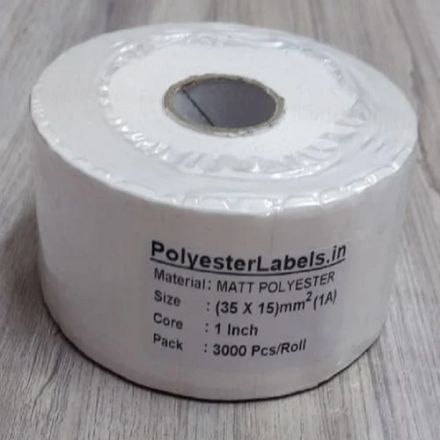 Polyester labels, white, permanent, 30mm х 62mm, 3 000, Ø76mm