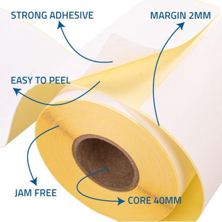 Self-adhesive labels on rolls, white, 60mm x 25mm, 2 000, Ø40mm 