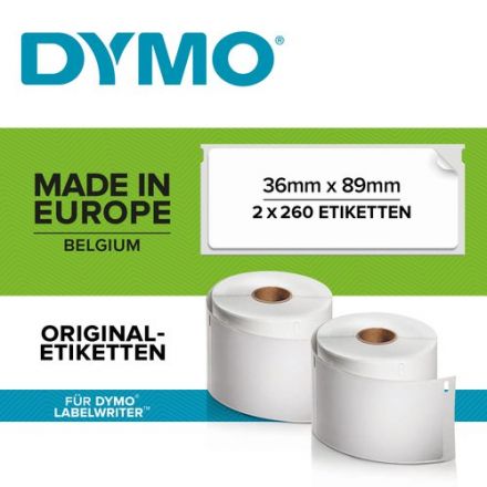 Етикети Dymo Authentic 11356, 41mm x 89mm, бели