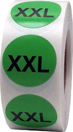 Етикети за РЪСТОВИ МАРКИ XXL, зелени с черен надпис, Ø35mm