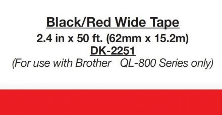 Compatible Brother DK-22251 White Continuous Paper Roll 62mm x 15.24m, Two Colour - Black/Red