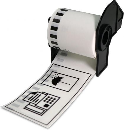 Continuous Length Film Tape Black on Clear Compatible with Brother DK22113 62mm x 15.24m 